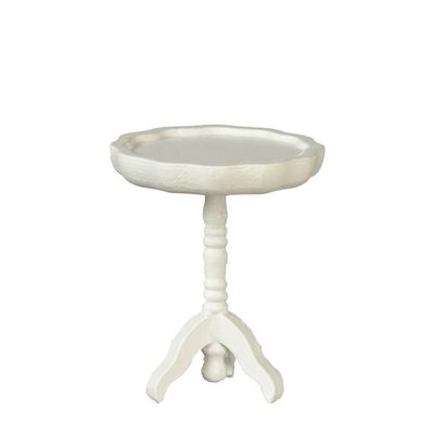 Dollhouse White Round Pie Crust Side Lamp Wine Table Living Room Furniture