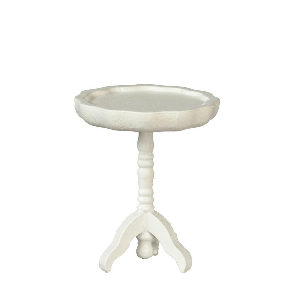 Dollhouse White Round Pie Crust Side Lamp Wine Table Living Room Furniture