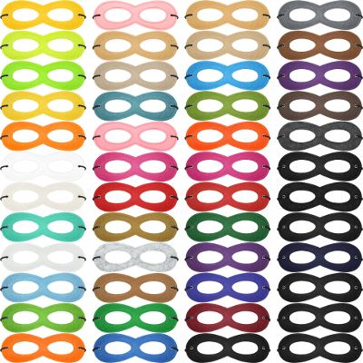 50 Pieces Cosplay Mask Felt Eye Mask Costume Multicolor Adjustable Party Eye Mask Half Masks with Elastic Rope for Birthday Mardi Gras 100th Day of School Costume