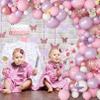 143Pcs Butterfly Pink and Purple Balloons Garland Arch Kit, Baby Shower Decorations for Girl Butterfly Stickers Pink Purple Rose Gold Confetti Balloons for Birthday Wedding Bridal Shower Decorations view 3