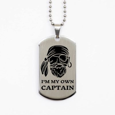 Pirate, I'm my own captain Necklace. for him. Party Costume Accessories, Bling Silver Dog Tag, Pirate Party, Reunion, Pirate Theme, Horror Party, Zombie, Halloween.