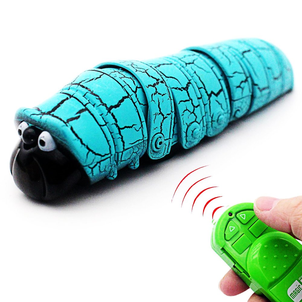Tipmant RC Bug Remote Control Worm Realistic Caterpillar Inchworm Electronic Animal Toys Fake Insect Car Vehicle Kids Birthday Gifts (Blue)