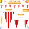 328ft 200 Pcs Carnival Circus Party Decorations Supplies, Red and White Striped Pennant Banner Flags String Triangle Circus Carnival Bunting Banner for Celebration Supplies view 2