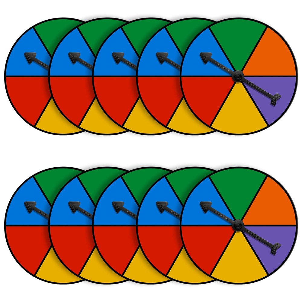 Chivao 10 Sets Game Spinner Wheel Blank Erasable Math Game Spinner Board with Plastic Rotating Arrows for Prizes(Classic,Assorted Color)