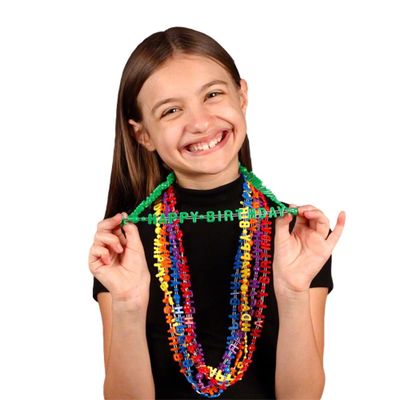 blinkee Opaque Happy Birthday Necklace Assorted Pack of 12