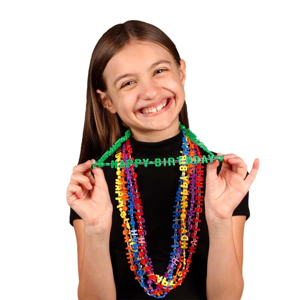 blinkee Opaque Happy Birthday Necklace Assorted Pack of 12