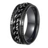 Udolfly Mens Fidget Rings Anxiety Rings for Men Womens Chain Spinner Ring for Adults Titanium Steel Ring Black Black Size 11 view 1