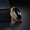 Udolfly Mens Fidget Rings Anxiety Rings for Men Womens Chain Spinner Rings for Adults Titanium Steel Ring Black Gold Size 8 view 4