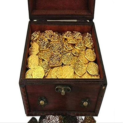 Seven Seas Pirates Coins - Shiny Gold Doubloons with Treasure Chest - Lot of 500