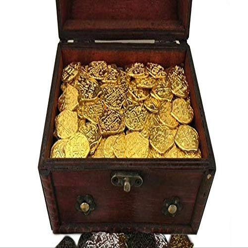 Seven Seas Pirates Coins - Shiny Gold Doubloons with Treasure Chest - Lot of 500