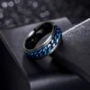 Udolfly Mens Fidget Rings Anxiety Rings for Men Womens Chain Spinner Rings for Adults Titanium Steel Ring Black Blue Size 8 view 3
