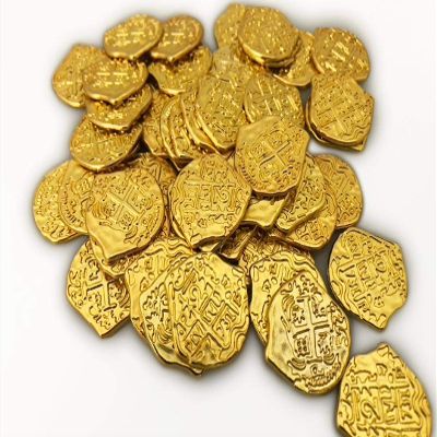 Seven Seas Pirates Coins - Gold Doubloons - Metal - Party & Decorations Supplies - Lot of 50