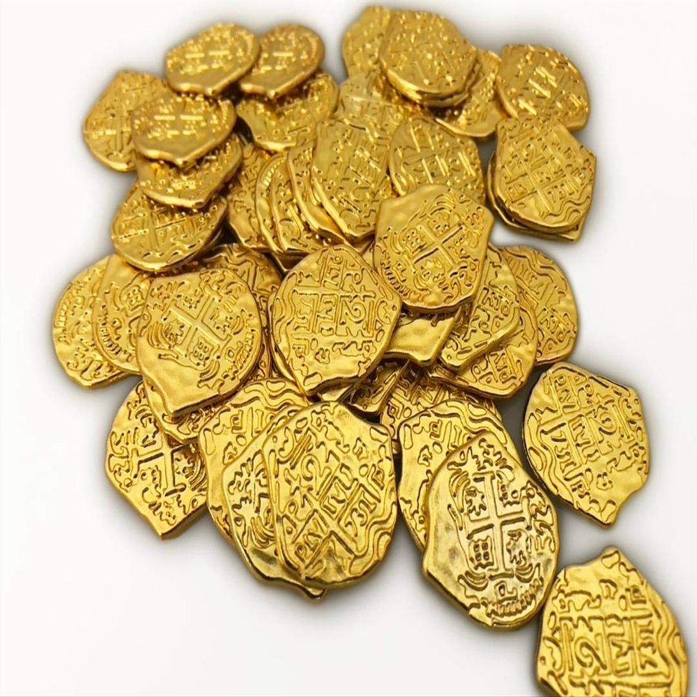 Seven Seas Pirates Coins - Gold Doubloons - Metal - Party & Decorations Supplies - Lot of 200