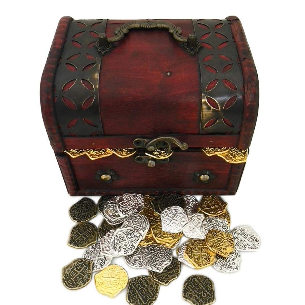 Seven Seas Pirates Coins - Golden & Silver Doubloons with Treasure Chest - Lot of 500