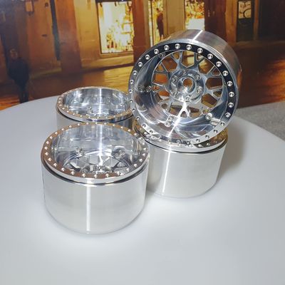 H-TECH RC Parts 1/10 Crawler Car 12mm hex 2.2inch Mesh Type Minus Offset Aluminum CNC Metal Beadlock Wheel 4PCS, Silver