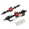 Dilwe Metal Front Rear Axle Set, RC Car Metal Front Rear Axle Set for MN D90 D91 99S FJ45 1/12 RC Car Upgrade Parts, Bridge Shaft Steering Cup Rod Complete Set RC Accessories(Black red) view 1