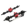 Dilwe Metal Front Rear Axle Set, RC Car Metal Front Rear Axle Set for MN D90 D91 99S FJ45 1/12 RC Car Upgrade Parts, Bridge Shaft Steering Cup Rod Complete Set RC Accessories(Black red) view 2