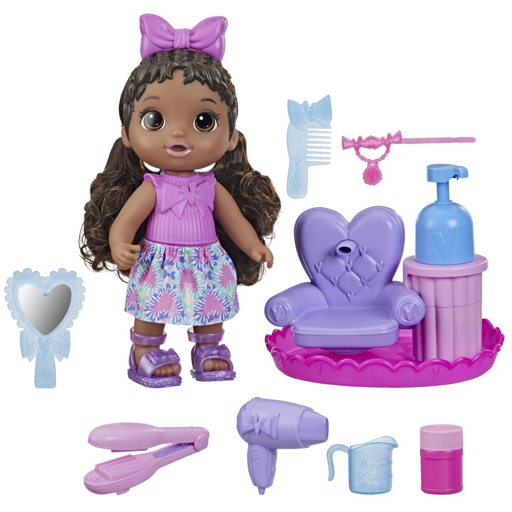 Baby Alive Sudsy Styling Doll, Black Hair, Includes 12-Inch, Salon Chair, Toys for 3 Year Old Girls and Boys and Up