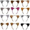 Haconba Animal Ear Headbands, 12 Pack - Cat, Tiger, Leopard, Cheetah, Giraffe, Zebra Ear Headband Hair Hoop Head Accessory for Halloween, Cosplay, Woodland, Jungle Animal Theme Party Favor view 1
