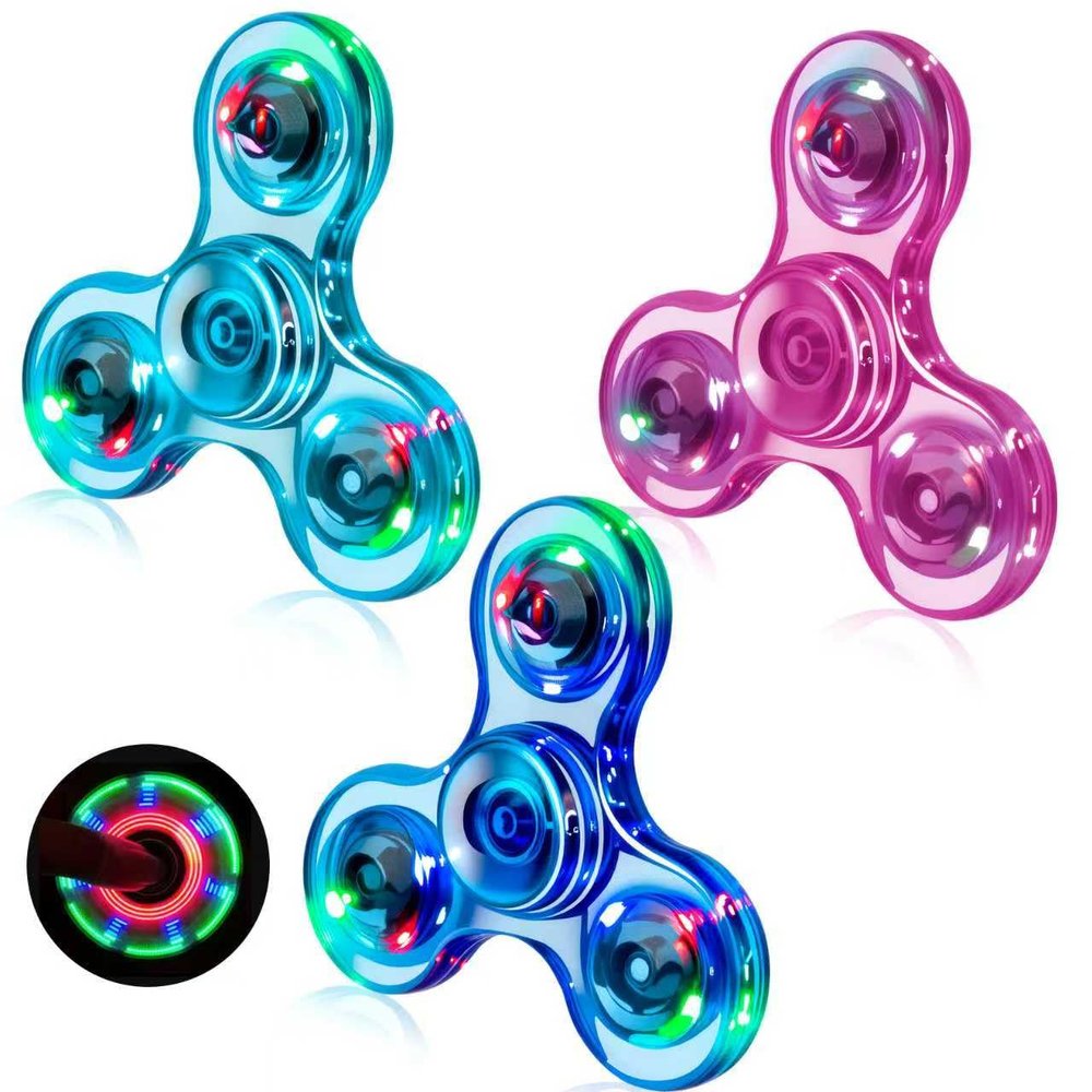 Figrol Fidget Toys 3 Pack,Light Up Fidget Spinner for Kids & Adults Stress Relief Calm Down,Sensory Toys for Kids with Autism ADHD Toys,Valentines Day Gifts