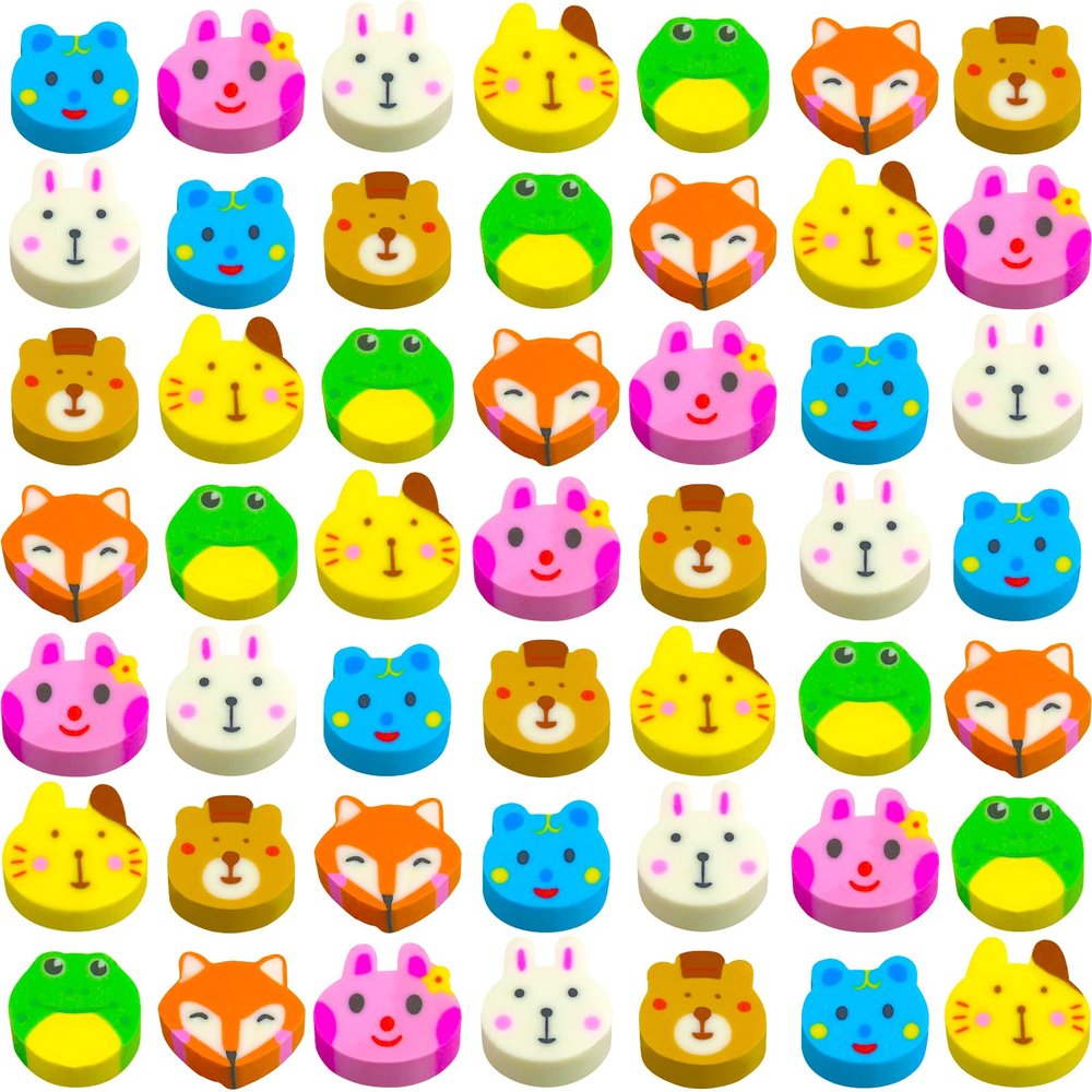 300 Pieces Mini Animal Erasers Assortment Kids Fun Tiny Novelty Pencil Bunny Erasers Bulk for Classroom Gift Rewards Party Favor (Animal)
