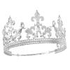 YOVECATHOU Royal King Crown Men Metal Prince Crowns Tiaras Full round For Birthday Prom Party Halloween Costume (Silver) view 1