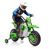JOYLDIAS Kids Motorcycle Dirt Bike, 12V7AH Battery-Powered Ride On Motorcycle for Kids, Off-Road Street Bike w/Training Wheels, Music, Spring Suspension, High/Low Speeds, Green view 1