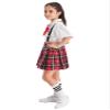 Aislor Girls' Kids Japanese Anime School Uniform British Style Costume Coat with Shirt Tie Mini Plaid Skirt Set White Bowknot 10 Years view 3