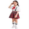Aislor Girls' Kids Japanese Anime School Uniform British Style Costume Coat with Shirt Tie Mini Plaid Skirt Set White Bowknot 14 Years view 2