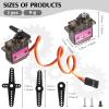 2 Pcs MG90S 9g Micro Servo Motor Metal Gear Micro Servos Replace SG90 for Smart RC Robot Helicopter Airplane Controls Car Boat Plane Vehicle Models view 2