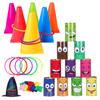36PCS Carnival Games Combo Set 4 in 1 Bean Bag Toss Can Games Plastic Cone Ring Toss Game for Indoor Outdoor School Field Day Birthday Party Yard Game for Kids Adults view 1