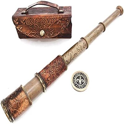 R S Enterprise Nautical Handheld Pirate Brass Telescope with Box/Case Sailor Home Decor Pirate Captain Boat Toy Gift (14 inch Dollond) Telescope