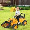 GLACER Kids Ride On Excavator, 6V Battery-Powered Tractor w/Digging Bucket, Foot Pedal, Horn, Construction Bulldozer Toy for Boys Girls 3 Years Old, Yellow view 2
