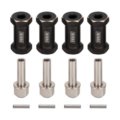 INJORA RC Hex Hub 12mm Brass Wheels Hex Hub Extension Black Hex Drive Adapter for 1/10 RC Crawler Axial SCX10 90046 D90 (25mm)