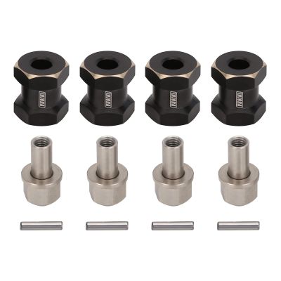 INJORA RC Hex Hub 12mm Brass Wheels Hex Hub Extension Black Hex Drive Adapter for 1/10 RC Crawler Axial SCX10 90046 D90 (15mm)