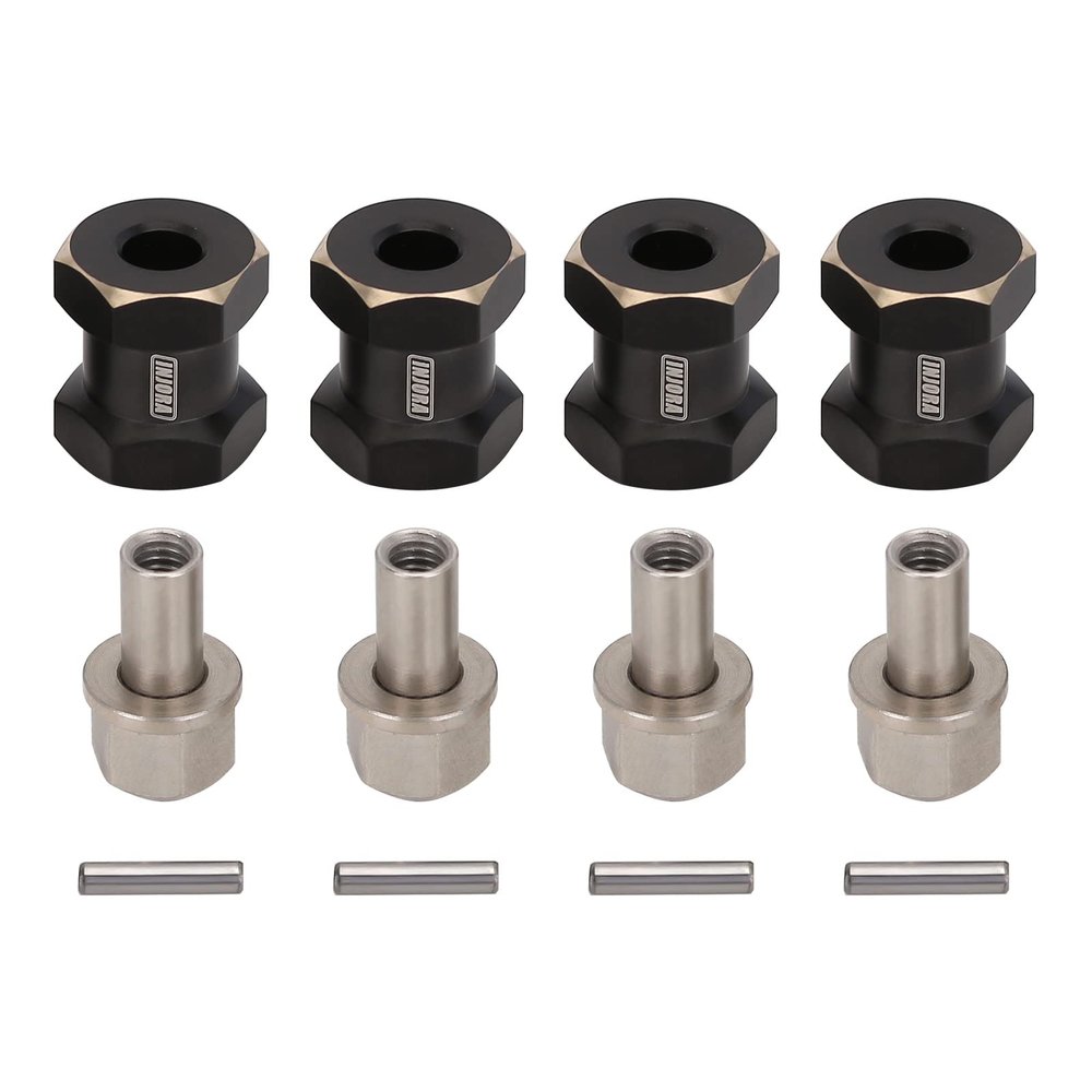 INJORA RC Hex Hub 12mm Brass Wheels Hex Hub Extension Black Hex Drive Adapter for 1/10 RC Crawler Axial SCX10 90046 D90 (15mm)