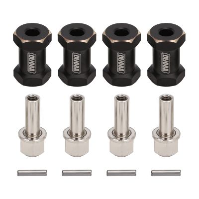 INJORA RC Hex Hub 12mm Brass Wheels Extension Black Drive Adapter for 1/10 RC Crawler Axial SCX10 90046 D90 (20mm)