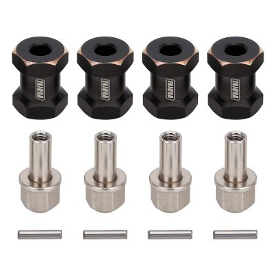 INJORA RC Hex Hub 12mm Brass Wheels Hex Hub Extension Black Hex Drive Adapter for 1/10 RC Crawler Axial SCX10 90046 D90 (17mm)