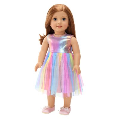 BARWA Doll Clothes and Accessories for 18 inch Dolls Mermaid Casual Tutu Dress, Outfits, Swimsuit, Underwear (J: 2 pcs Rainbow Tutu Dresses)