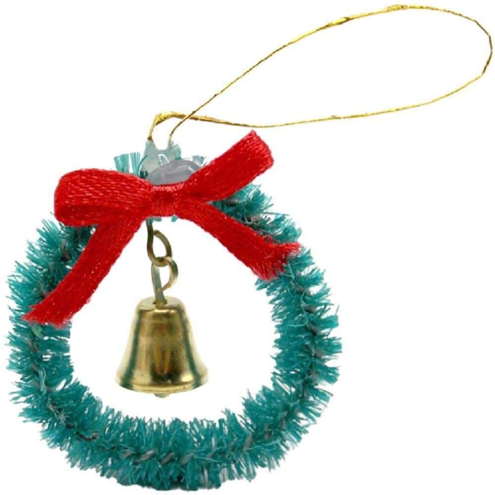 Melody Jane Dolls Houses Dollhouse Green Christmas Wreath with Ribbon & Bell Miniature Door Accessory