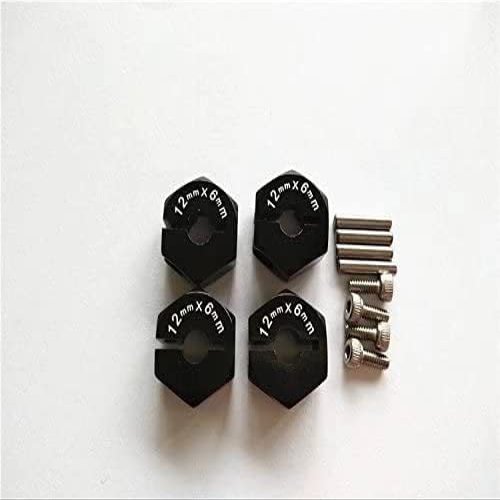 for RC 1:10 CAR CC01 TT01 HPI Sprint2 Black Aluminum Hex Adapter 12MM Diameter,6MM Thickness,2MM Pins,4MM Middle Hole -4PCS Set