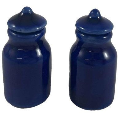 Melody Jane Dollhouse Blue Canister Storage Jars Set of 2 Miniature Kitchen Accessory 1:12