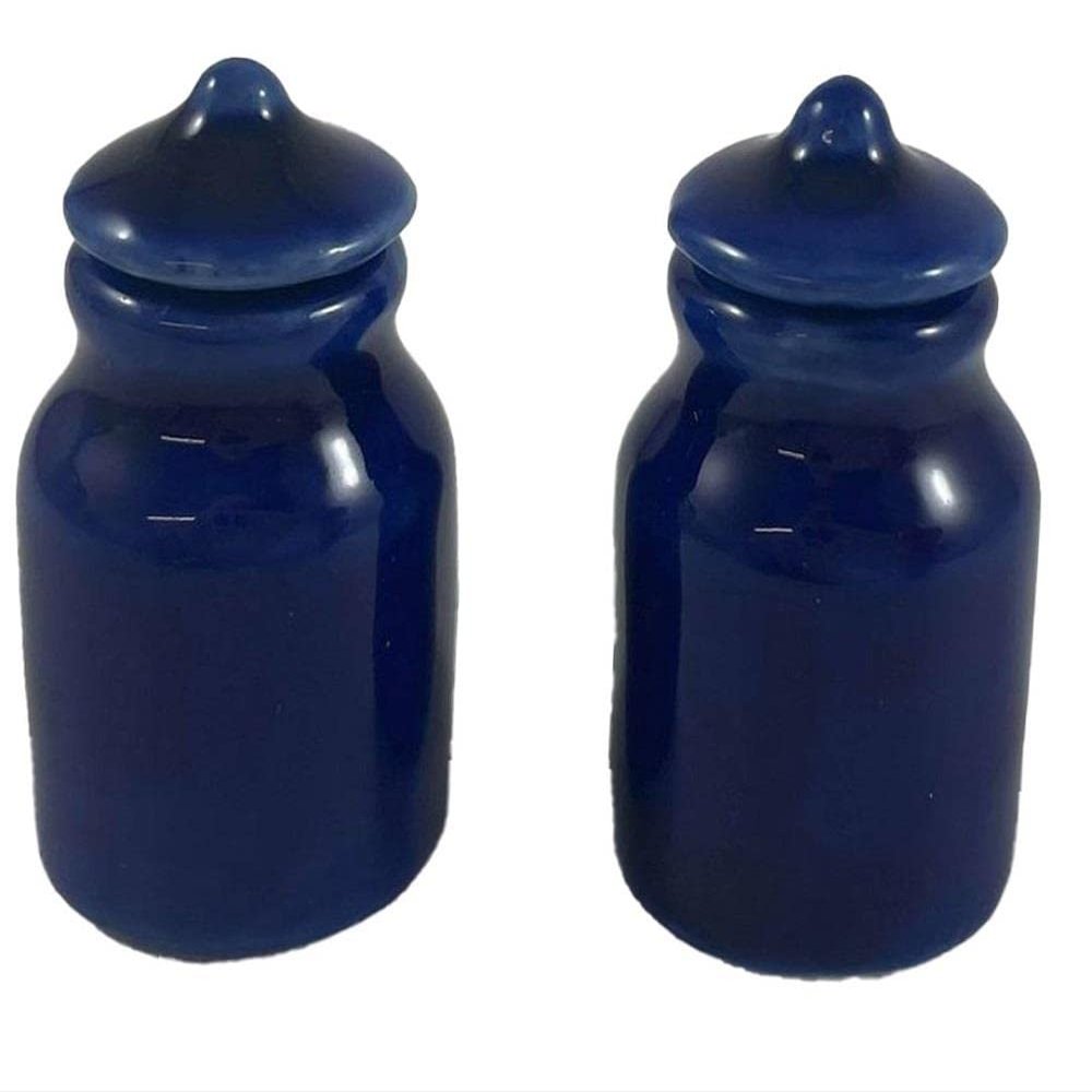 Melody Jane Dollhouse Blue Canister Storage Jars Set of 2 Miniature Kitchen Accessory 1:12