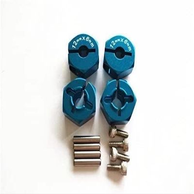 for RC 1:10 CAR CC01 TT01 HPI Sprint2 Blue Aluminum Hex Adapter 12MM Diameter,6MM Thickness,2MM Pins,4MM Middle Hole -4PCS Set