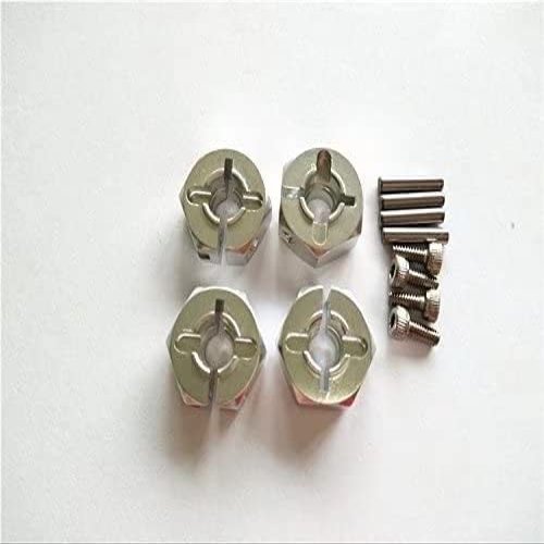 for RC 1:10 CAR CC01 TT01 HPI Sprint2 Silver Aluminum Hex Adapter 12MM Diameter,6MM Thickness,2MM Pins,4MM Middle Hole -4PCS Set