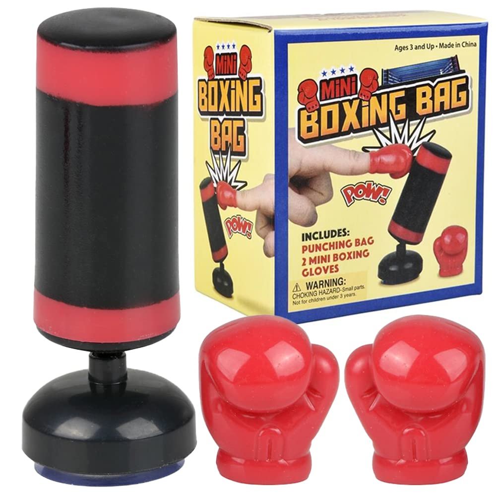 ArtCreativity Desk Punching Bag Set for Kids, 3 Piece Set Desktop Punching Bag with 1 Mini Punching Bag for Desk and 2 Gloves, Cool Mini Toys for Adults, Mini Boxing Gloves