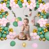 137 Pieces Balloon Arch Kit, Pink Sage Green Macaron Pink Retro Bean Green Balloon Garland Kit with Metallic Gold Olive Green Latex Balloons Set for Baby Shower Wedding Engagement Party Decorations view 4