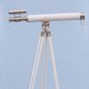 R S Enterprise Marine Nautical Floor Standing Brushed Nickel with White Leather Telescope view 2
