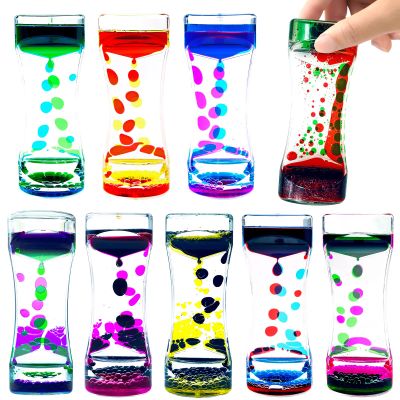 OCTTN Liquid Motion Bubbler Timer Set of 9 Great Desktop Liquid Timer for Fidget Toy, Rainbow Water Timer for Autism, Activity, Drip Oil Motion Bubble Toy Sensory Play for Office Home Desk Dcor