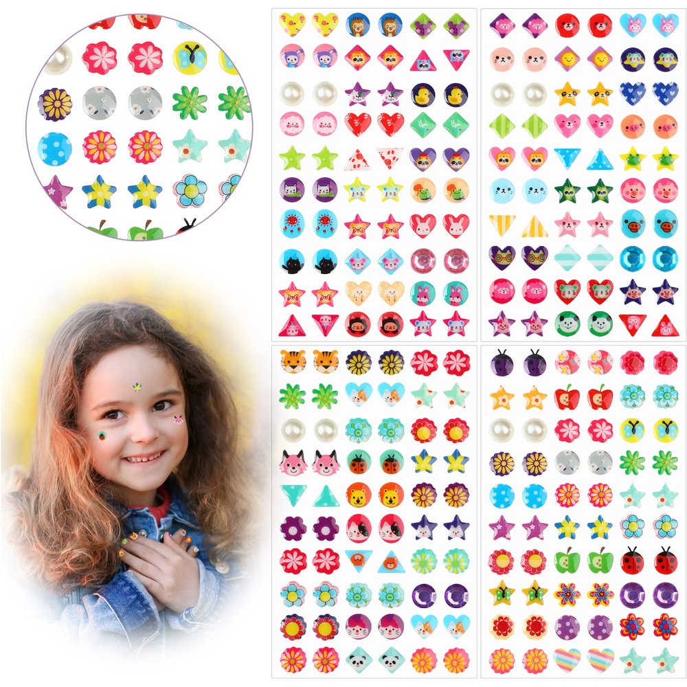 240 Piece Earrings 3D Gems Sticker Girls Sticker Earrings Self-Adhesive Glitter Craft Crystal Stickers (Style B)